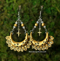 Gold Burst Lunar Earrings