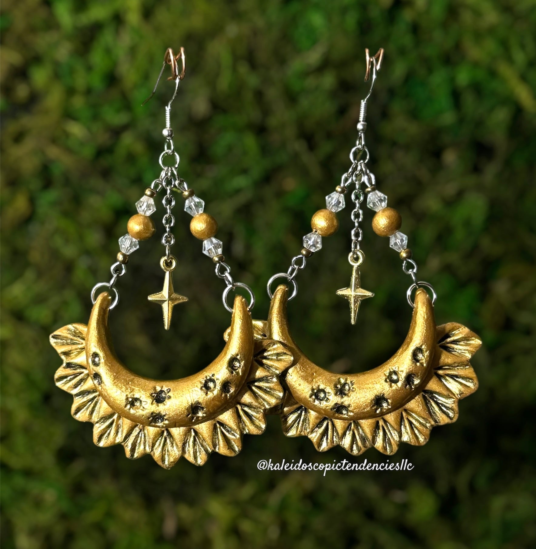 Gold Burst Lunar Earrings