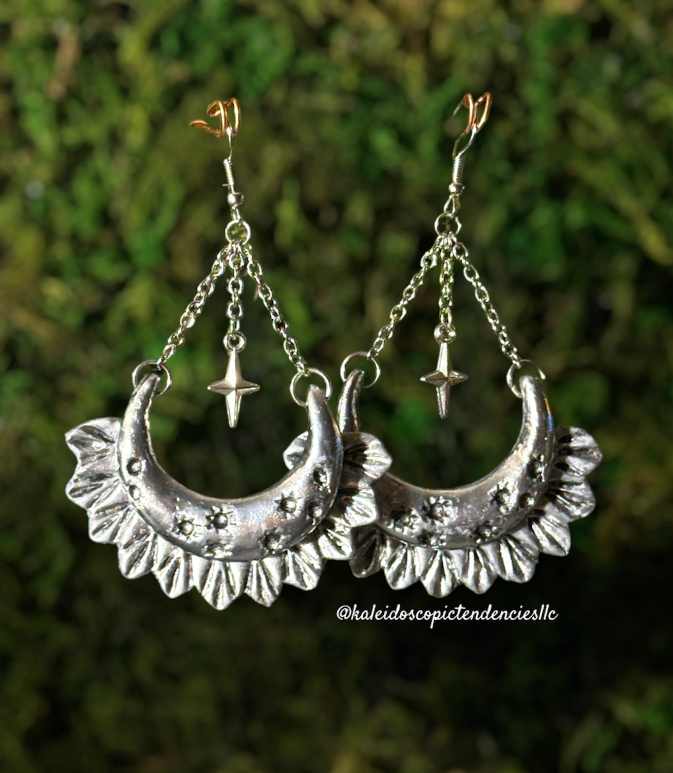 Silver Burst Lunar Earrings